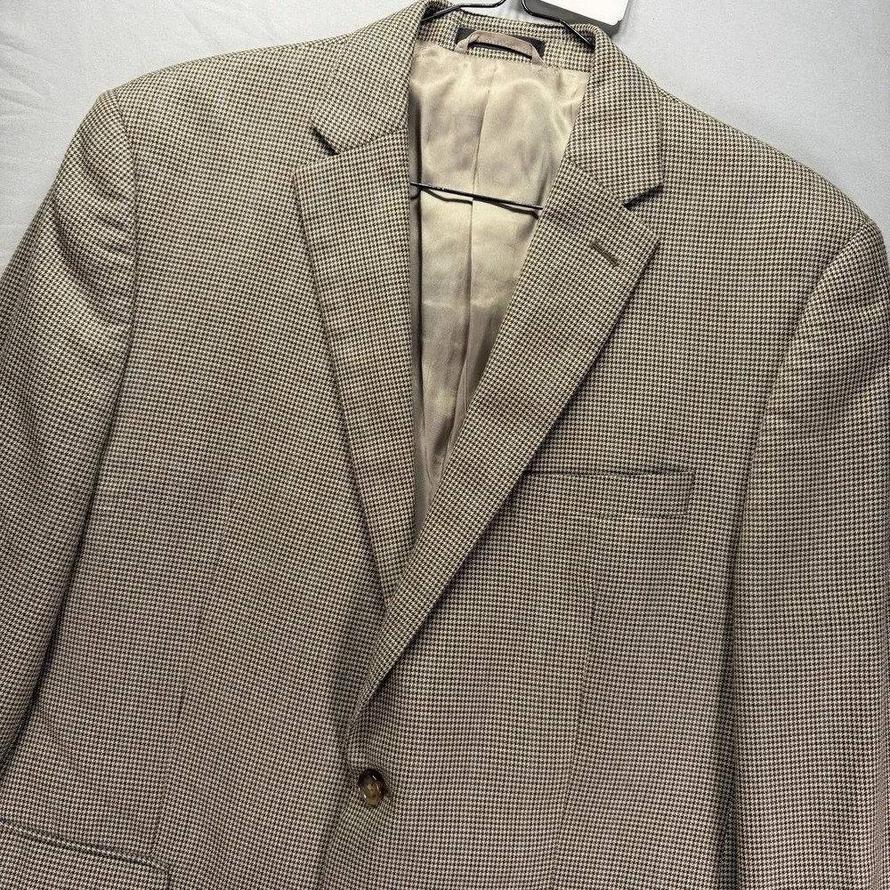 Lauren Ralph Lauren Blazer Mens 42R Two Button Houndstooth Wool Academia Gray